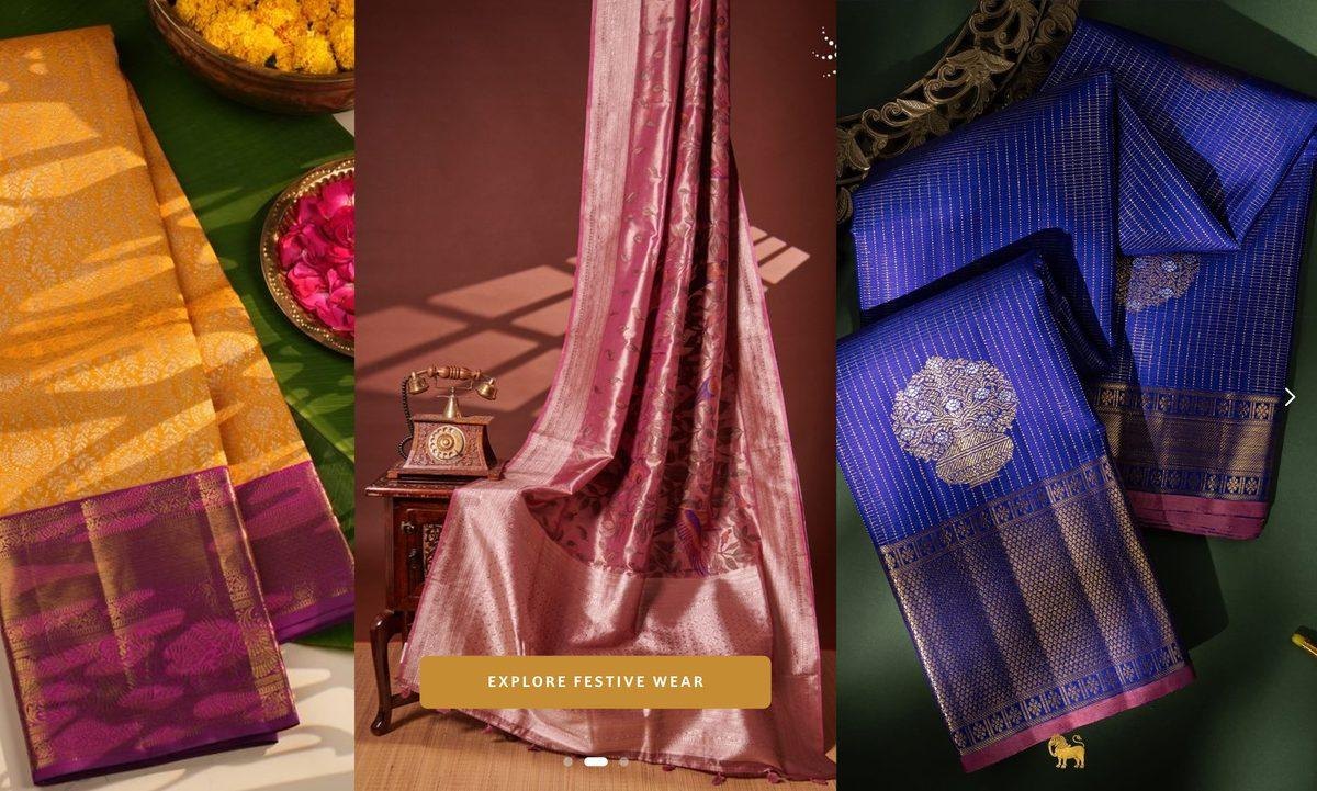 Festive sarees laid out with flowers